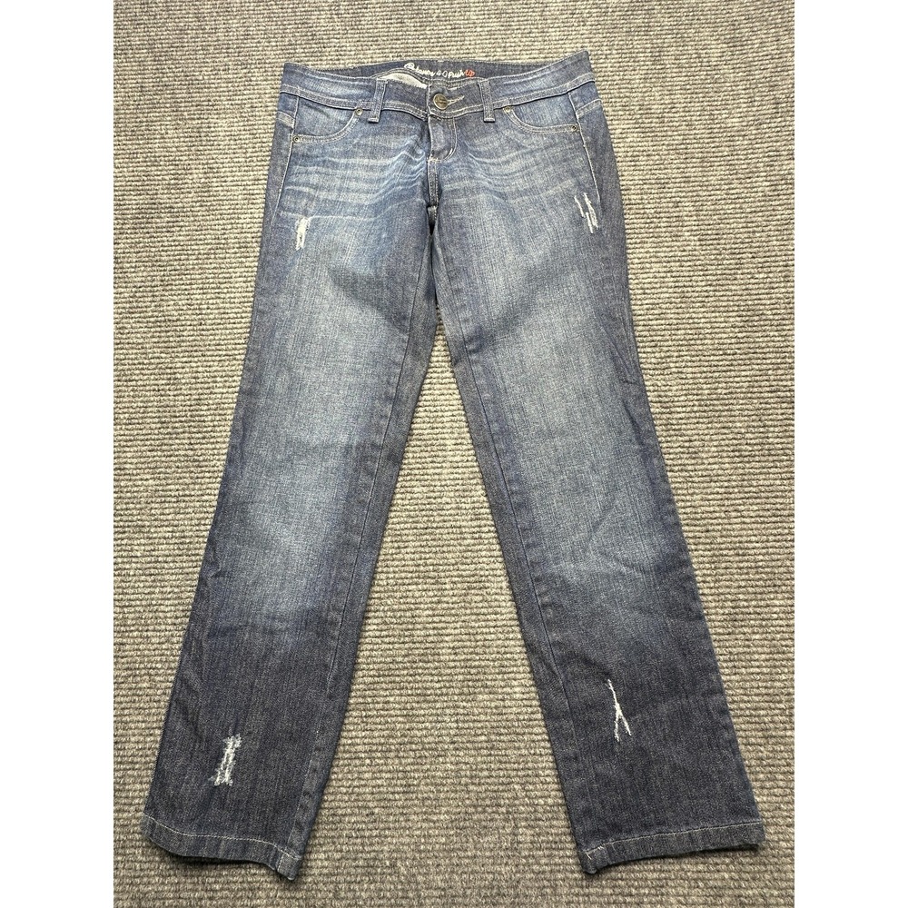 Octanos Jeans Womens 40 Blue Mid‎ Rise Straight Leg Distressed 100% Cotton Denim
